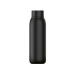 Botella de acero reciclado con carga inalámbrica y antifugas 610ml color negro vista frontal