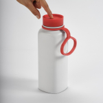 Botella de acero inoxidable reciclado con tapa 360 de pulsador 750ml color rojo tercera vista de detalle