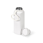 Botella de acero inoxidable reciclado con tapa 360 de pulsador 750ml color blanco