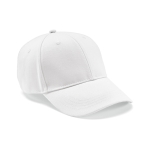 Gorra de algodón reciclado de 6 paneles con hebilla metálica 280 g/m2 color blanco