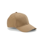 Gorra de algodón reciclado de 6 paneles con hebilla metálica 280 g/m2 color camel
