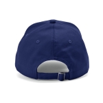 Gorra de algodón reciclado de 6 paneles con hebilla metálica 280 g/m2 color azul marino vista trasera