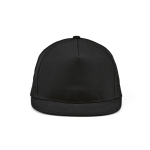 Gorra con visera plana algodón reciclado con broche trasero 180 g/m2 color negro vista frontal