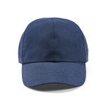 Gorra de RPET de 6 paneles con broche trasero ajustable 110 g/m2 color azul vista frontal