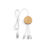 Cable de carga 5 en 1 de bambú y plástico eco con carga inalámbrica 1m color blanco segunda vista