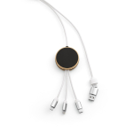 Cable de carga 5 en 1 de bambú y plástico eco con carga inalámbrica 1m color blanco tercera vista