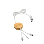 Cable de carga 5 en 1 de bambú y plástico eco con carga inalámbrica 1m vista principal