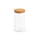 Frasco de vidrio borosilicato para alimentos con tapa de corcho 1L color transparente vista trasera