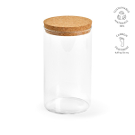 Frasco de vidrio borosilicato para alimentos con tapa de corcho 1L color transparente