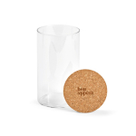 Frasco de vidrio borosilicato para alimentos con tapa de corcho 1L color transparente