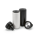 Vaso de viaje de acero inoxidable reciclado de doble pared 340ml color negro cuarta vista