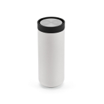 Vaso de viaje de acero inoxidable reciclado de doble pared 340ml color blanco vista trasera