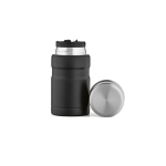 Tarro de comida de acero reciclado con cuchara plegable 740ml color negro vista frontal