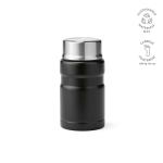 Tarro de comida de acero reciclado con cuchara plegable 740ml color negro