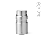 Tarro de comida de acero reciclado con cuchara plegable 740ml color plateado