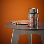 Tarro para comida de acero reciclado con doble pared 500ml color plateado vista de ambiente