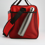 Bolsa deportiva impermeable de plástico eco con bolsillo oculto 50L color rojo tercera vista de detalle