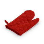 Guante de cocina con pulgar separado en algodón reciclado 220g /m2 color rojo segunda vista