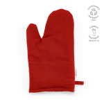 Guante de cocina con pulgar separado en algodón reciclado 220g /m2 color rojo