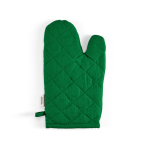 Guante de cocina con pulgar separado en algodón reciclado 220g /m2 color verde vista trasera