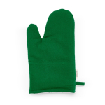 Guante de cocina con pulgar separado en algodón reciclado 220g /m2 color verde vista frontal