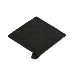 Agarrador de cocina de algodón reciclado con asa para colgar 180 g/m2 color negro