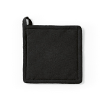 Agarrador de cocina de algodón reciclado con asa para colgar 180 g/m2 color negro vista frontal