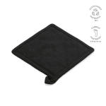 Agarrador de cocina de algodón reciclado con asa para colgar 180 g/m2 color negro