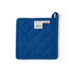 Agarrador de cocina de algodón reciclado con asa para colgar 180 g/m2 color azul vista trasera