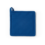 Agarrador de cocina de algodón reciclado con asa para colgar 180 g/m2 color azul vista frontal