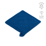 Agarrador de cocina de algodón reciclado con asa para colgar 180 g/m2 color azul