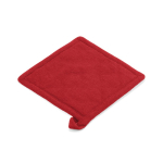 Agarrador de cocina de algodón reciclado con asa para colgar 180 g/m2 color rojo