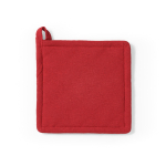 Agarrador de cocina de algodón reciclado con asa para colgar 180 g/m2 color rojo vista frontal