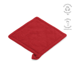 Agarrador de cocina de algodón reciclado con asa para colgar 180 g/m2 color rojo