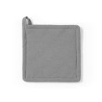 Agarrador de cocina de algodón reciclado con asa para colgar 180 g/m2 color gris vista frontal