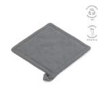 Agarrador de cocina de algodón reciclado con asa para colgar 180 g/m2 color gris