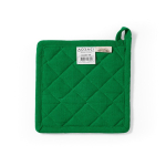 Agarrador de cocina de algodón reciclado con asa para colgar 180 g/m2 color verde vista trasera