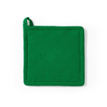 Agarrador de cocina de algodón reciclado con asa para colgar 180 g/m2 color verde vista frontal
