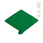Agarrador de cocina de algodón reciclado con asa para colgar 180 g/m2 color verde