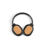 Auriculares inalámbricos con parte en corcho y con gran alcance de 10m color negro vista trasera