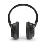 Auriculares inalámbricos con parte en corcho y con gran alcance de 10m color negro vista frontal