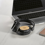 Auriculares inalámbricos con bambú, carga USB-C y batería de 8H color negro