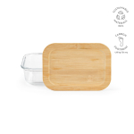 Fiambrera reutilizable de vidrio de borosilicato y bambú 480ml color transparente