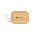Fiambrera reutilizable de vidrio de borosilicato y bambú 480ml color transparente