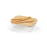 Fiambrera reutilizable de vidrio de borosilicato y bambú 480ml color transparente