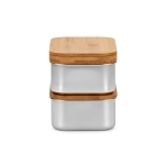 Fiambrera de acero inoxidable reciclado con dos compartimentos 980ml color plateado tercera vista