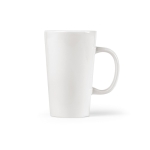Taza con cuerpo de cerámica y asa grande 270ml color blanco vista frontal