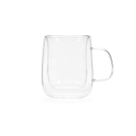Taza de vidrio de borosilicato con doble pared 400ml color transparente vista frontal
