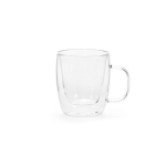 Taza de vidrio de borosilicato con doble pared 220ml color transparente