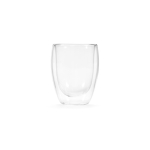 Vaso de vidrio de borosilicato de doble pared y sin asas 300ml color transparente vista frontal